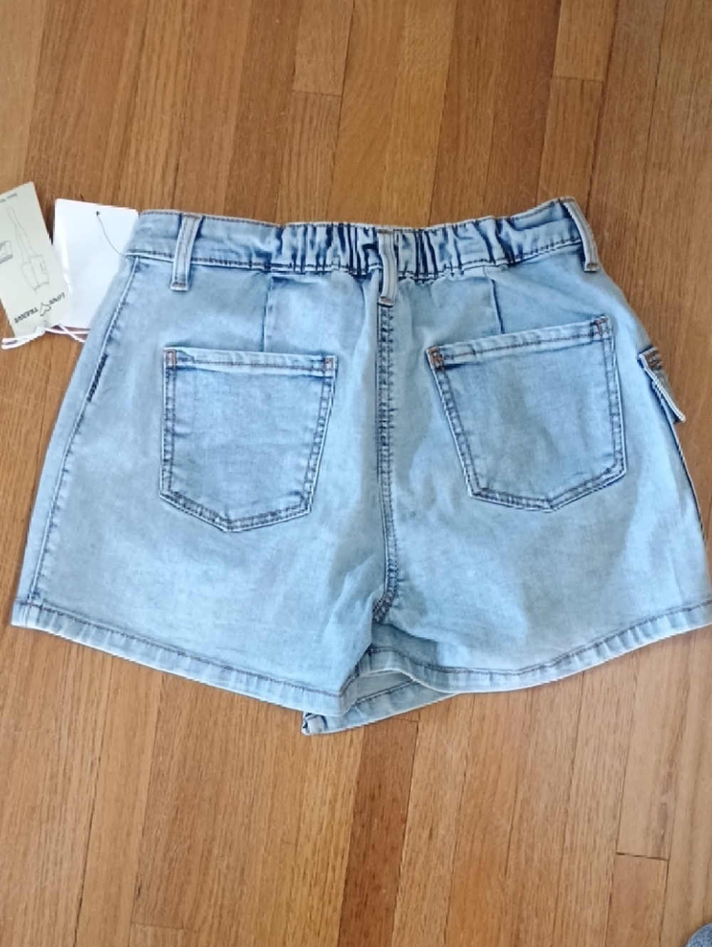 Light Wash Denim Cargo Wrap Skort - Women Shorts - Picture 5 of 6